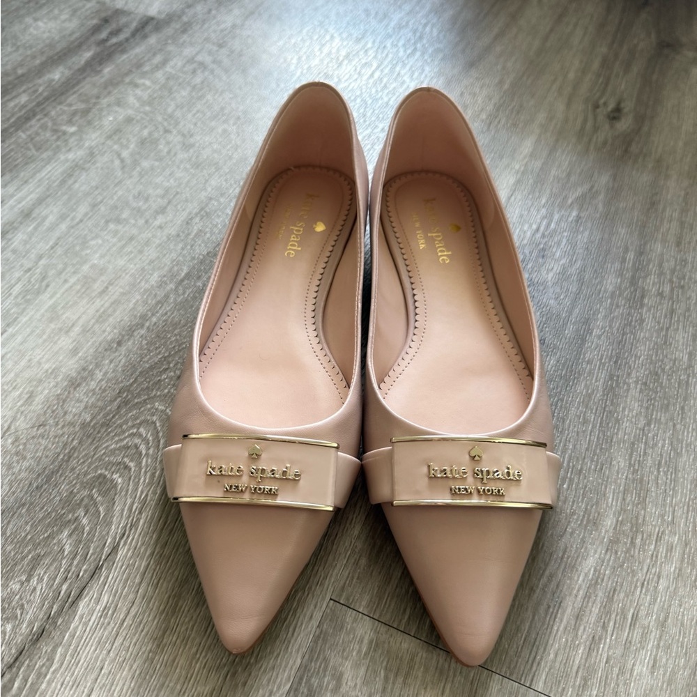 kate spade Pink Pointed-Toe Flats with Bow Detail